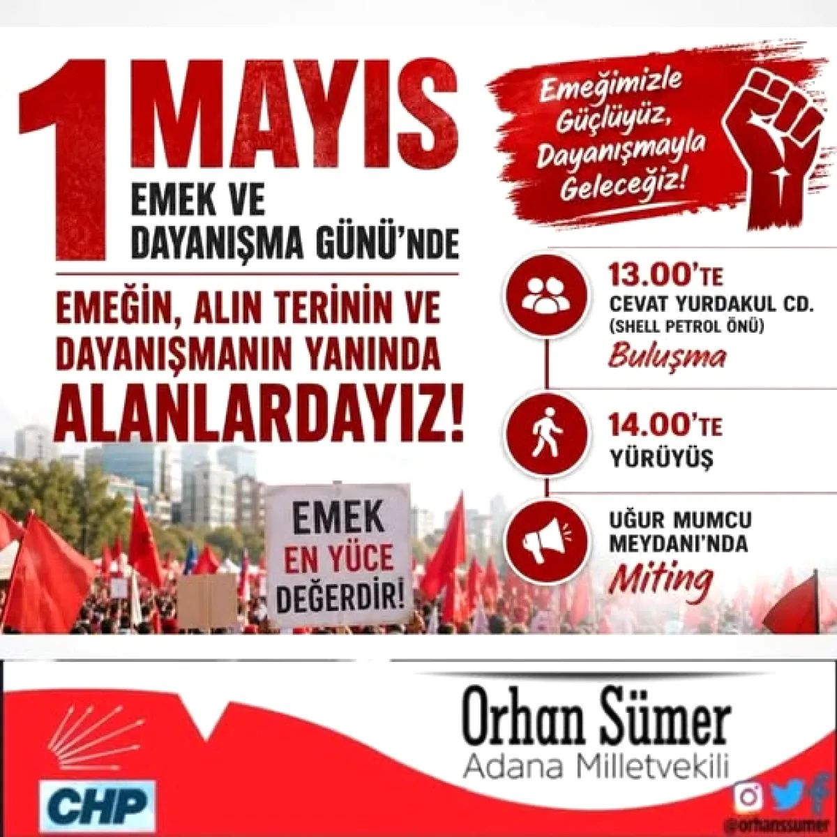 CHP'li Sümer'den 1 Mayıs Daveti: Emekçiler Uğur Mumcu Meydanı'nda Buluşuyor CHP'li Sümer'den 1 Mayıs Daveti: Emekçiler Uğur Mumcu Meydanı'nda Buluşuyor