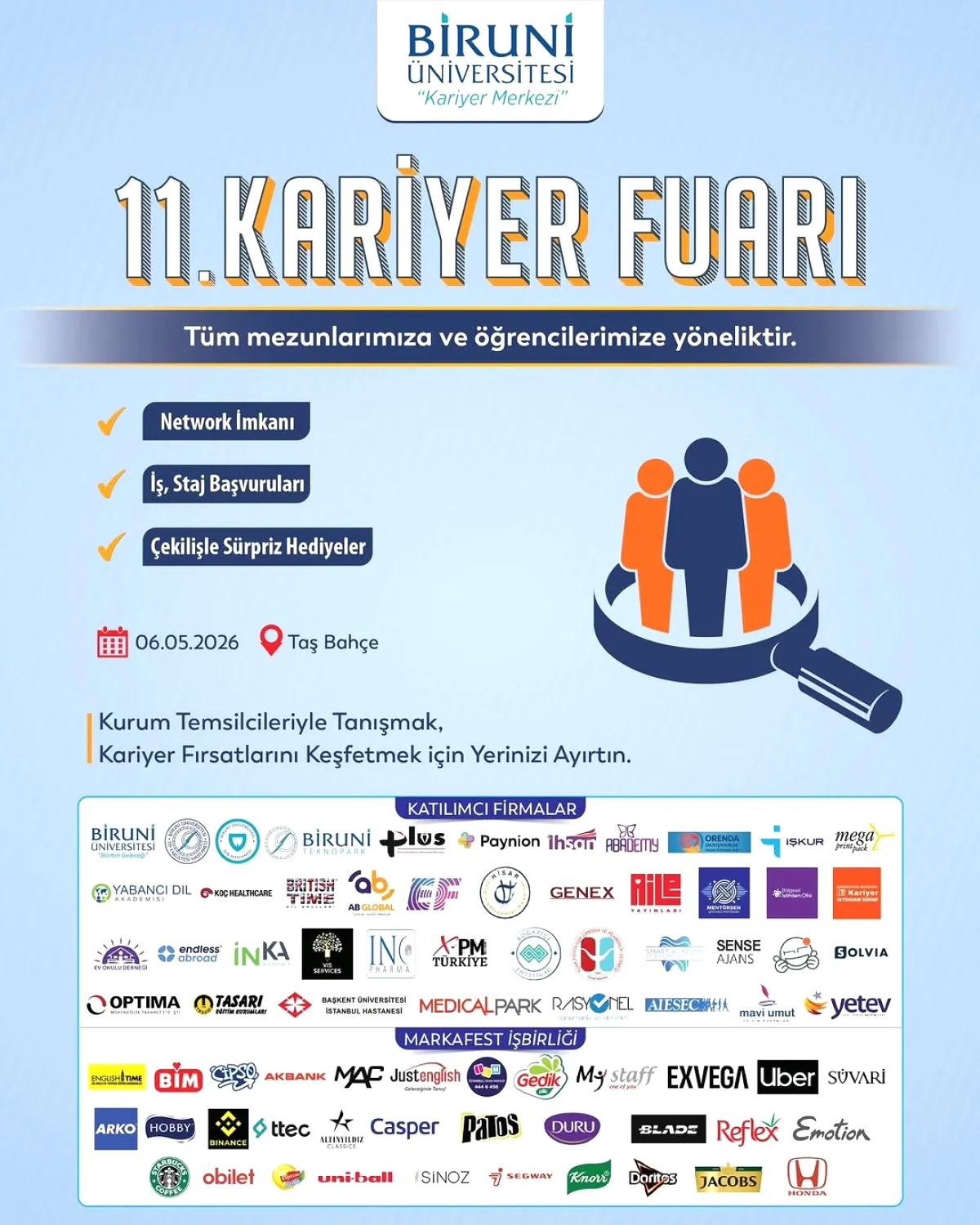 Biruni Üniversitesi'nde 11. Kariyer Fuarı: Staj ve İş Fırsatları Kapını Çalıyor Biruni Üniversitesi'nde 11. Kariyer Fuarı: Staj ve İş Fırsatları Kapını Çalıyor