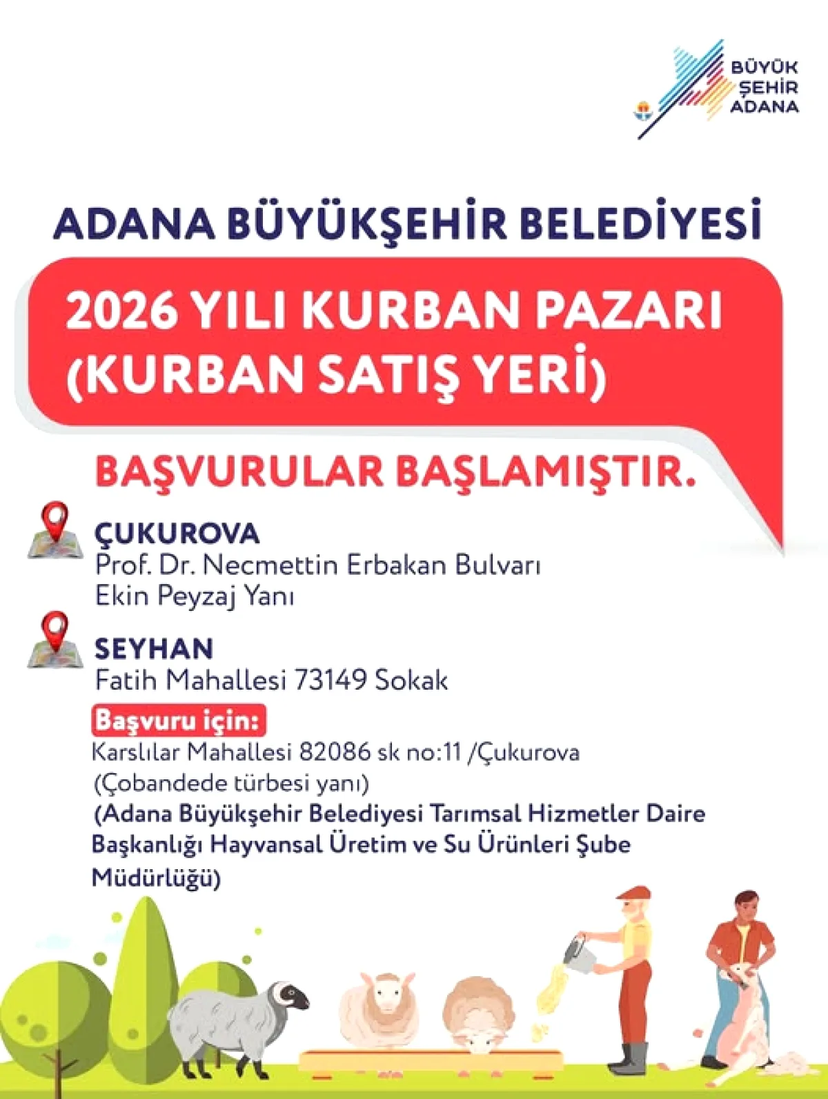 Adana'da 2026 Kurban Satış Yeri Başvuruları Başladı Adana'da 2026 Kurban Satış Yeri Başvuruları Başladı