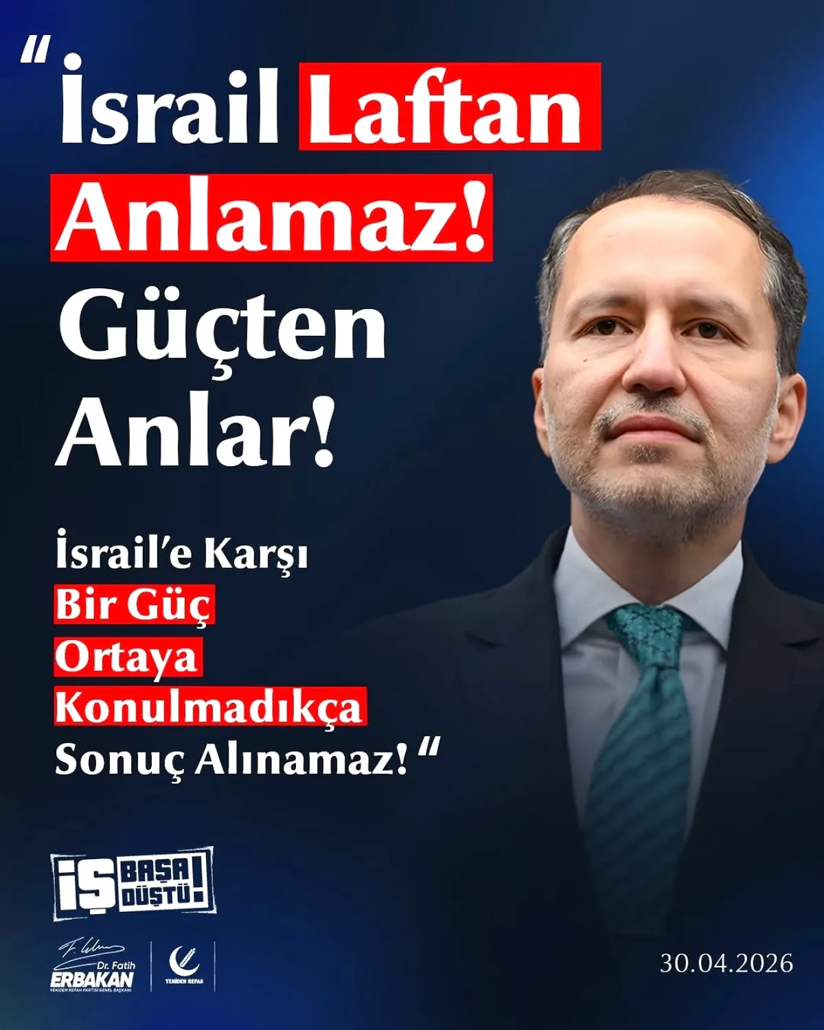 Yeniden Refah İstanbul İl Başkanı Akyavuz'dan İsrail'e Sert Söylem Yeniden Refah İstanbul İl Başkanı Akyavuz'dan İsrail'e Sert Söylem