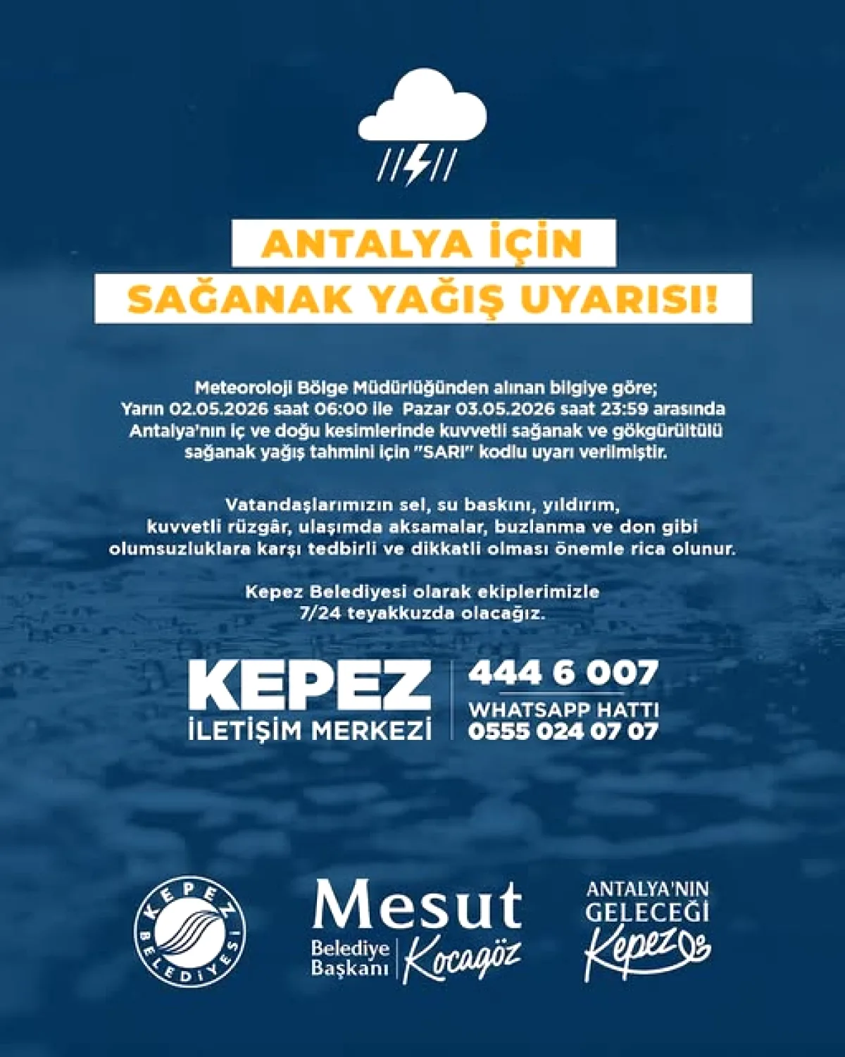 Antalya'da Sarı Kodlu Uyarı: İç ve Doğu İlçelerde Sağanak Bekleniyor Antalya'da Sarı Kodlu Uyarı: İç ve Doğu İlçelerde Sağanak Bekleniyor