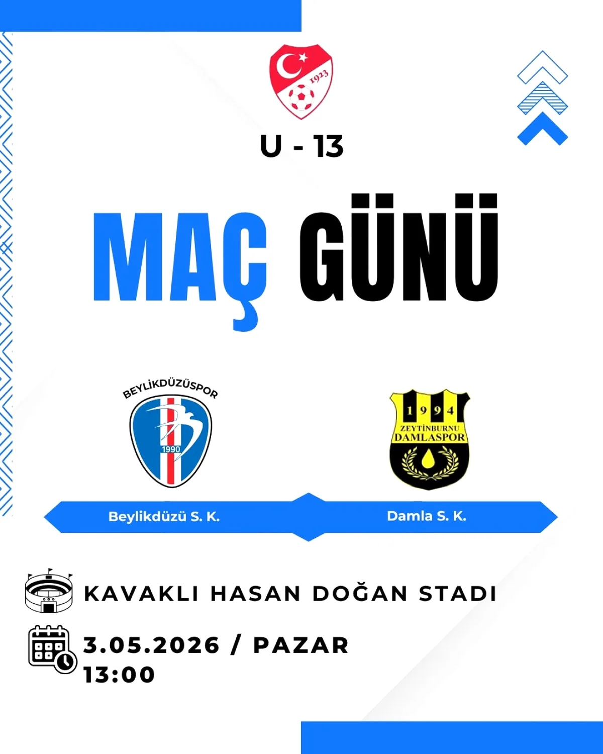 Beylikdüzü U-13 Takımı Yarın Damla SK ile Karşılaşıyor Beylikdüzü U-13 Takımı Yarın Damla SK ile Karşılaşıyor