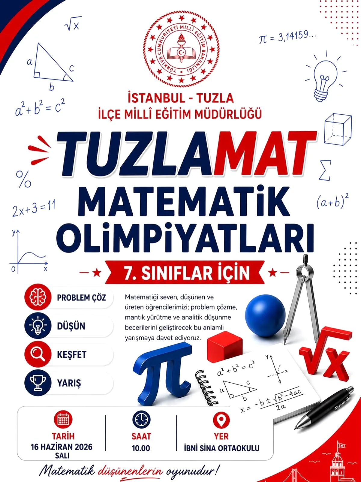 Tuzla'da İlk Matematik Olimpiyatı: 15 Mayıs'a Kadar Başvuru Yapın Tuzla'da İlk Matematik Olimpiyatı: 15 Mayıs'a Kadar Başvuru Yapın