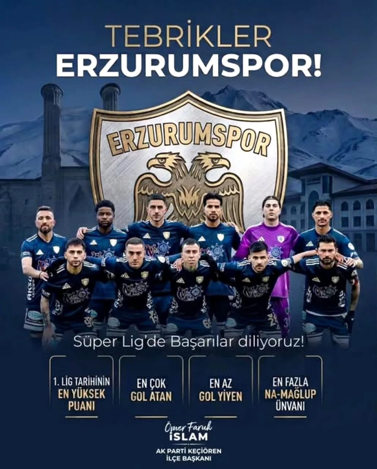 AK Parti Keçiören'den Erzurumspor'a Rekorların Şampiyonu Tebriği AK Parti Keçiören'den Erzurumspor'a Rekorların Şampiyonu Tebriği