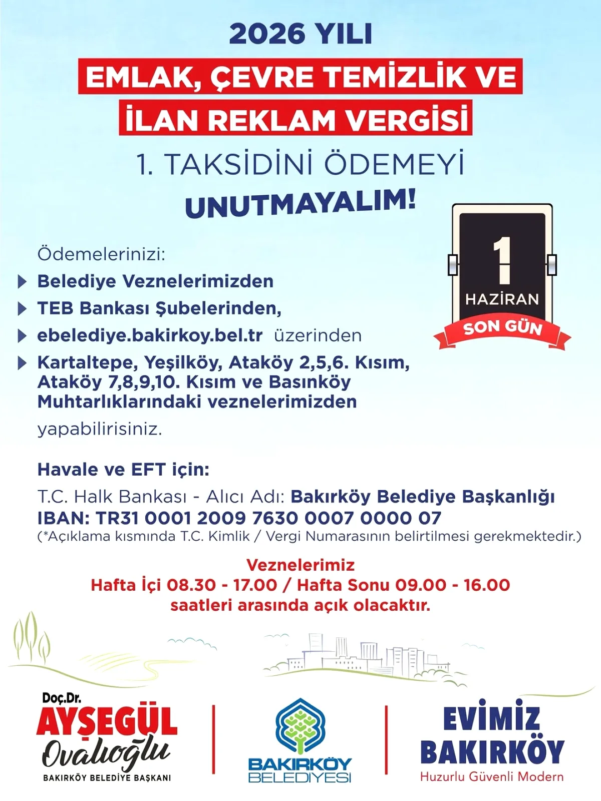 Bakırköy'de 2026 Vergi Taksitleri Başladı: Son Gün 1 Haziran Bakırköy'de 2026 Vergi Taksitleri Başladı: Son Gün 1 Haziran