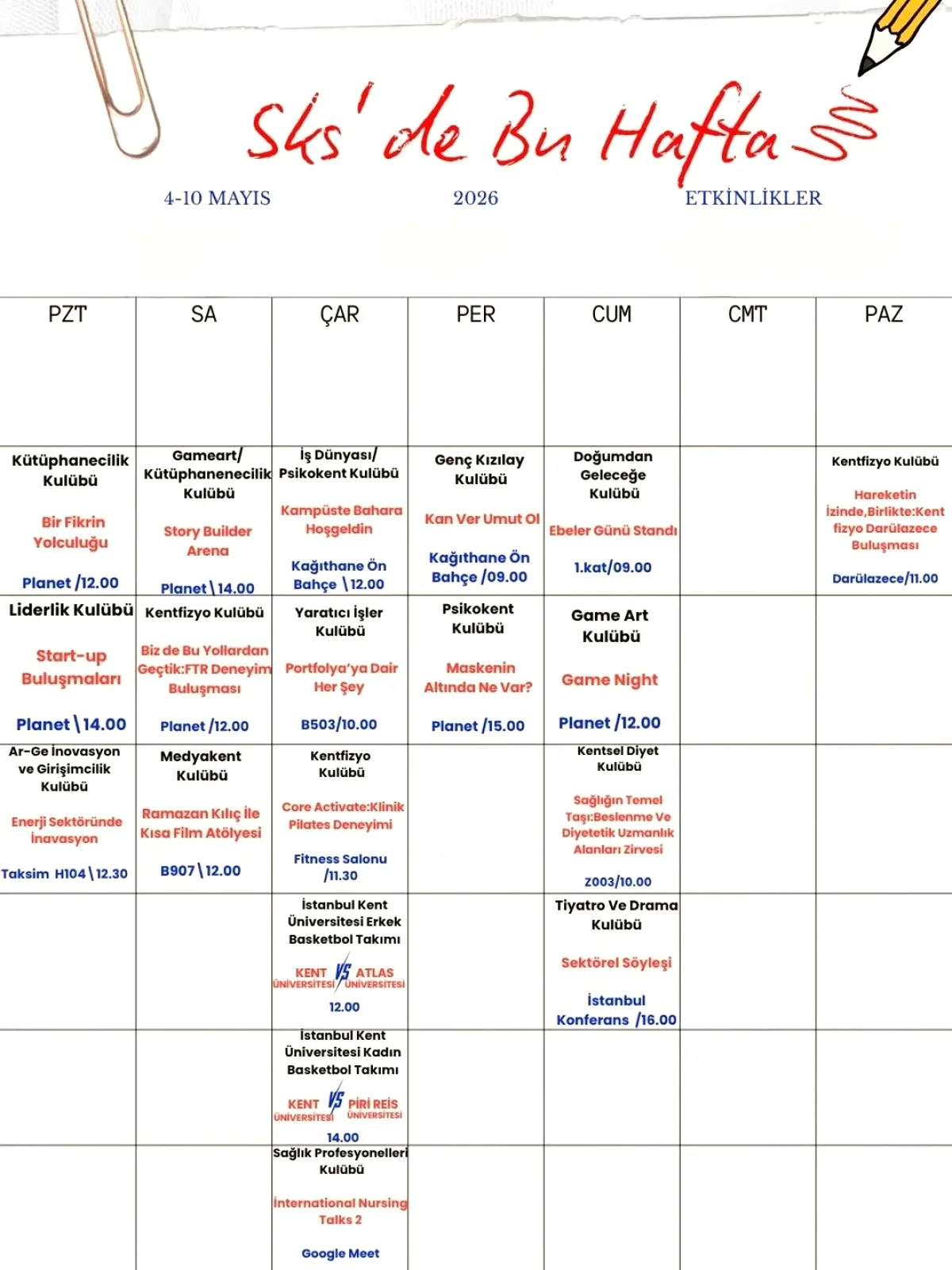 Kent Üniversitesi'nde Bu Hafta Neler Var? 4-10 Mayıs Programı Kent Üniversitesi'nde Bu Hafta Neler Var? 4-10 Mayıs Programı
