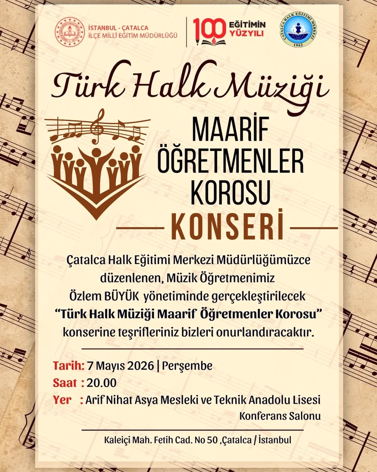 Çatalca'da Türk Halk Müziği Konseri: Öğretmenler Sahne Alıyor Çatalca'da Türk Halk Müziği Konseri: Öğretmenler Sahne Alıyor