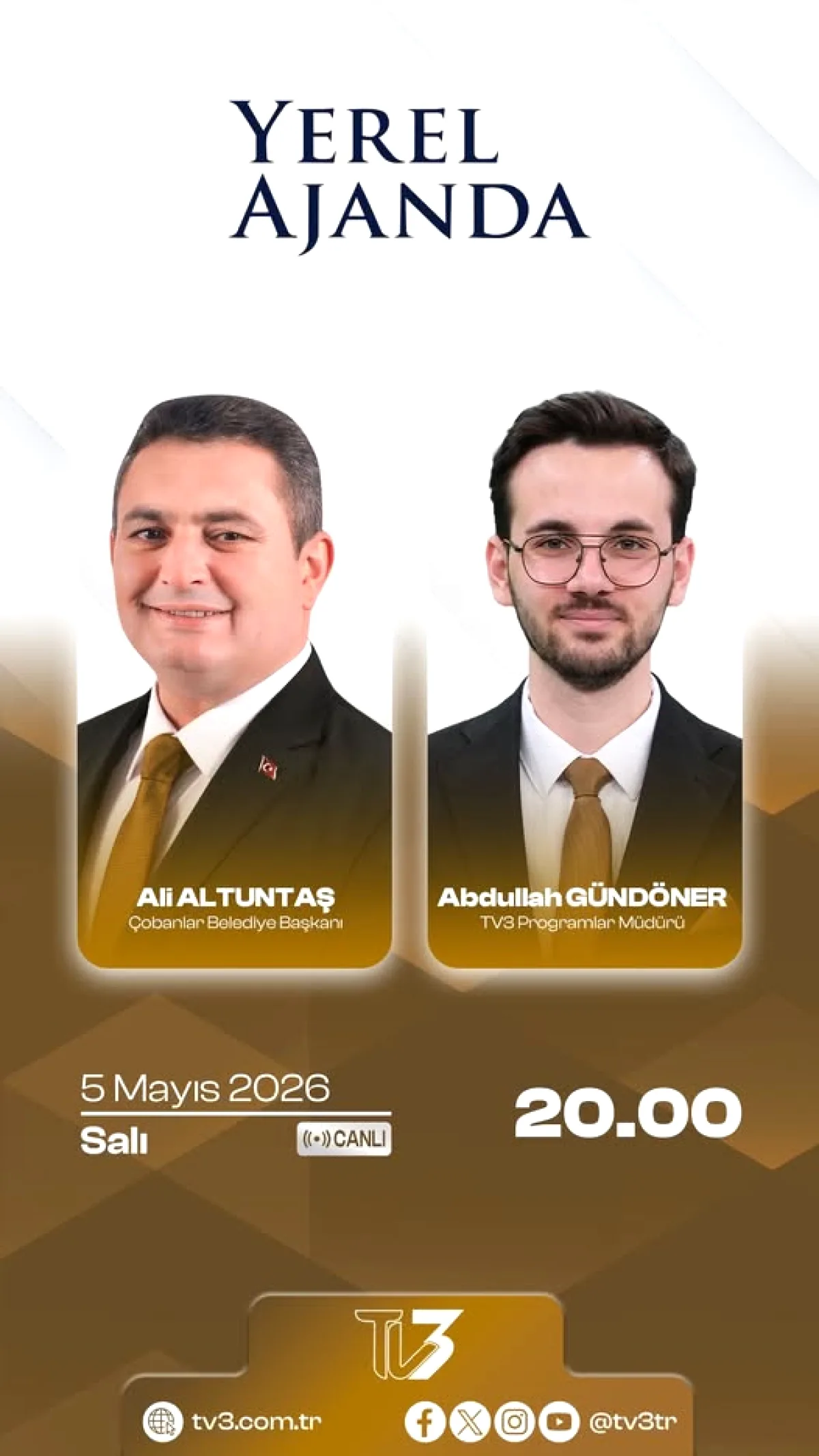 Çobanlar Başkanı Ali Altuntaş Yarın Kanal 3'te Soruları Yanıtlayacak Çobanlar Başkanı Ali Altuntaş Yarın Kanal 3'te Soruları Yanıtlayacak