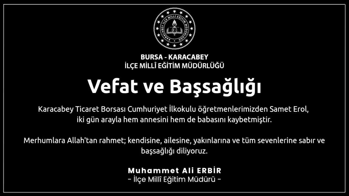 Karacabey'de Çifte Acı: Öğretmen 2 Gün Arayla İki Ebeveynini Kaybetti Karacabey'de Çifte Acı: Öğretmen 2 Gün Arayla İki Ebeveynini Kaybetti