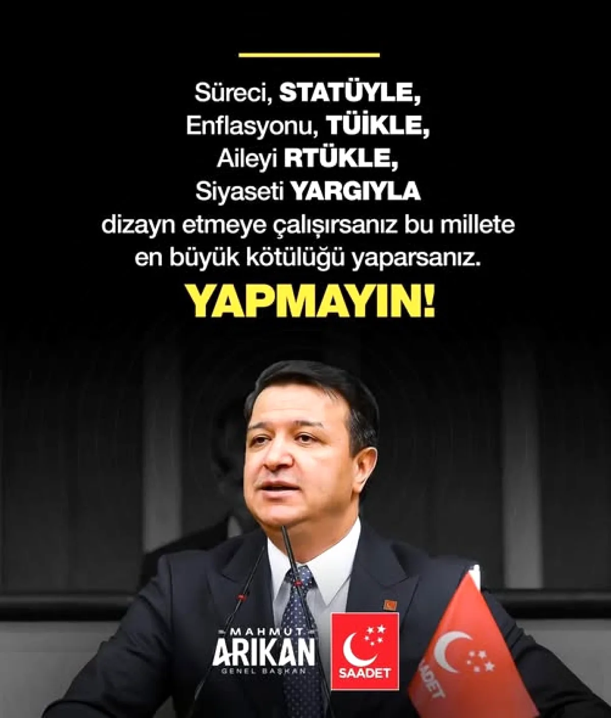 Arıkan'dan Hükümete Sert Eleştiri: "Enflasyon TÜİK'e, Aile RTÜK'e Teslim Edildi" Arıkan'dan Hükümete Sert Eleştiri: "Enflasyon TÜİK'e, Aile RTÜK'e Teslim Edildi"
