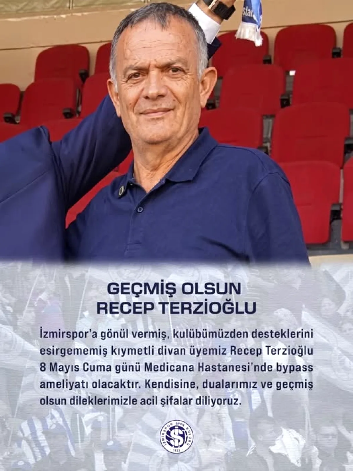 İzmirspor'dan Terzioğlu'na Ameliyat Öncesi Destek İzmirspor'dan Terzioğlu'na Ameliyat Öncesi Destek