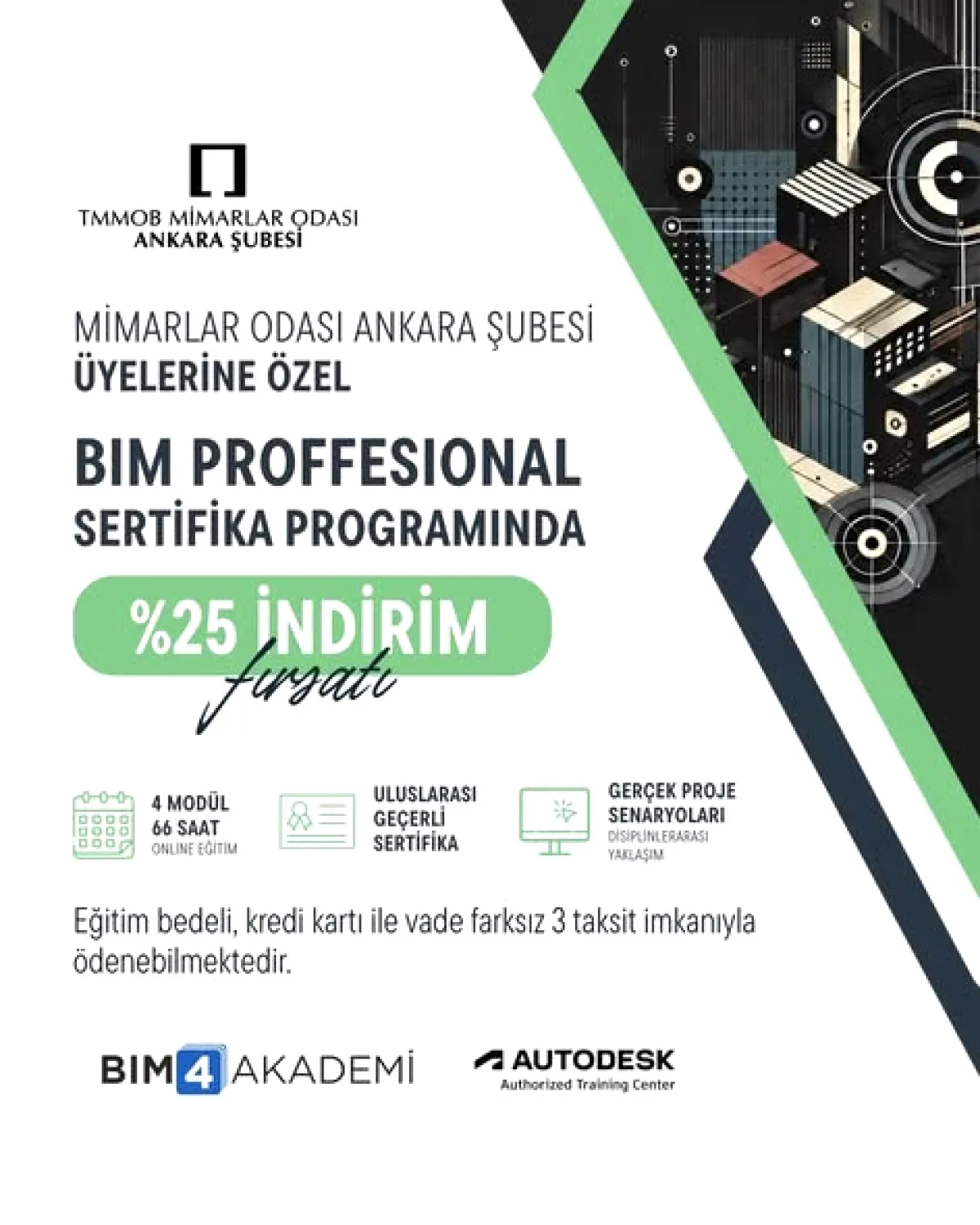 Mimarlar İçin 25% İndirimli BIM Eğitimi Başvuruları Başladı Mimarlar İçin 25% İndirimli BIM Eğitimi Başvuruları Başladı