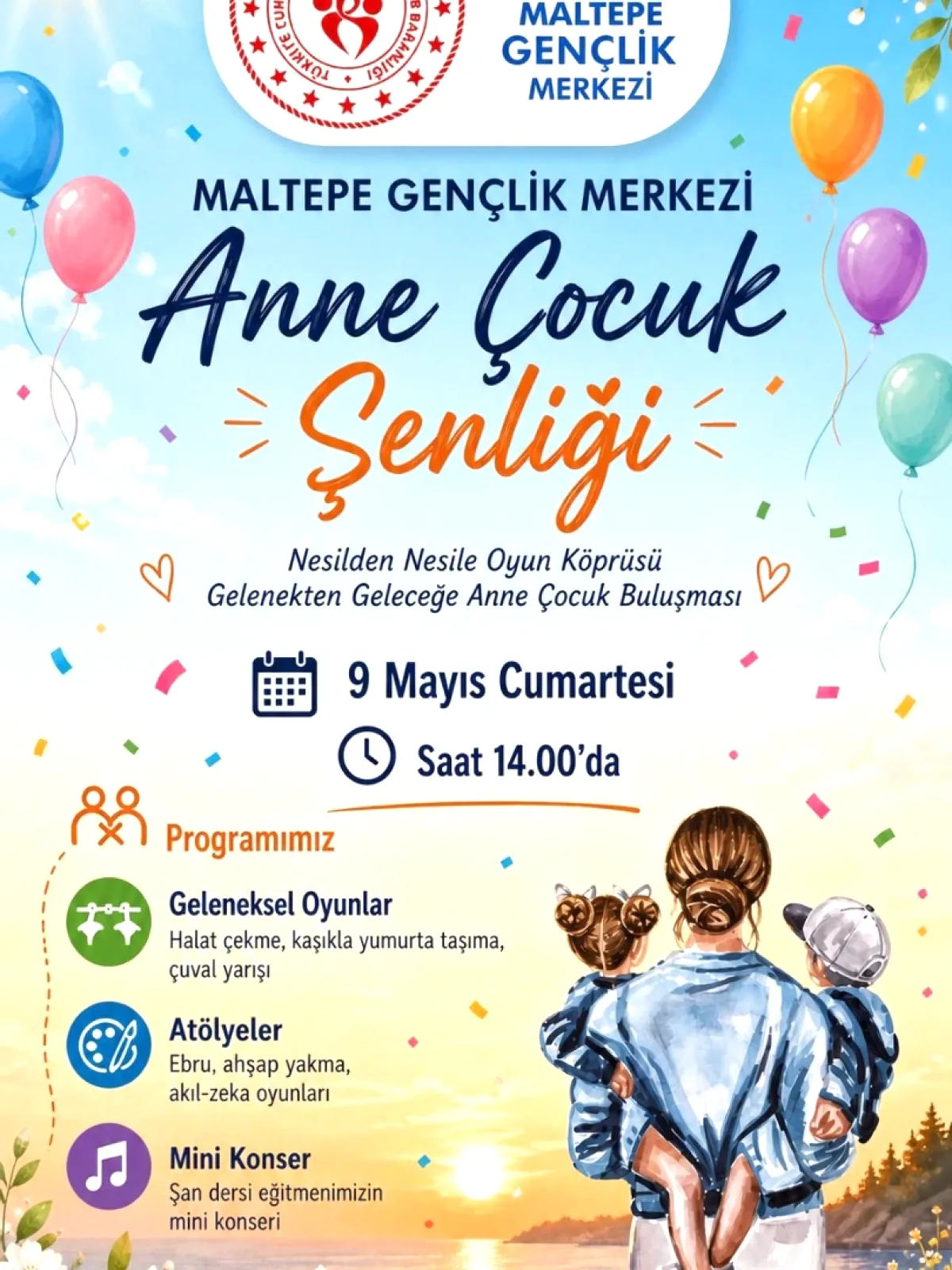 Maltepe'de Anne Çocuk Şenliği: Ebru, Geleneksel Oyunlar ve Mini Konser Maltepe'de Anne Çocuk Şenliği: Ebru, Geleneksel Oyunlar ve Mini Konser