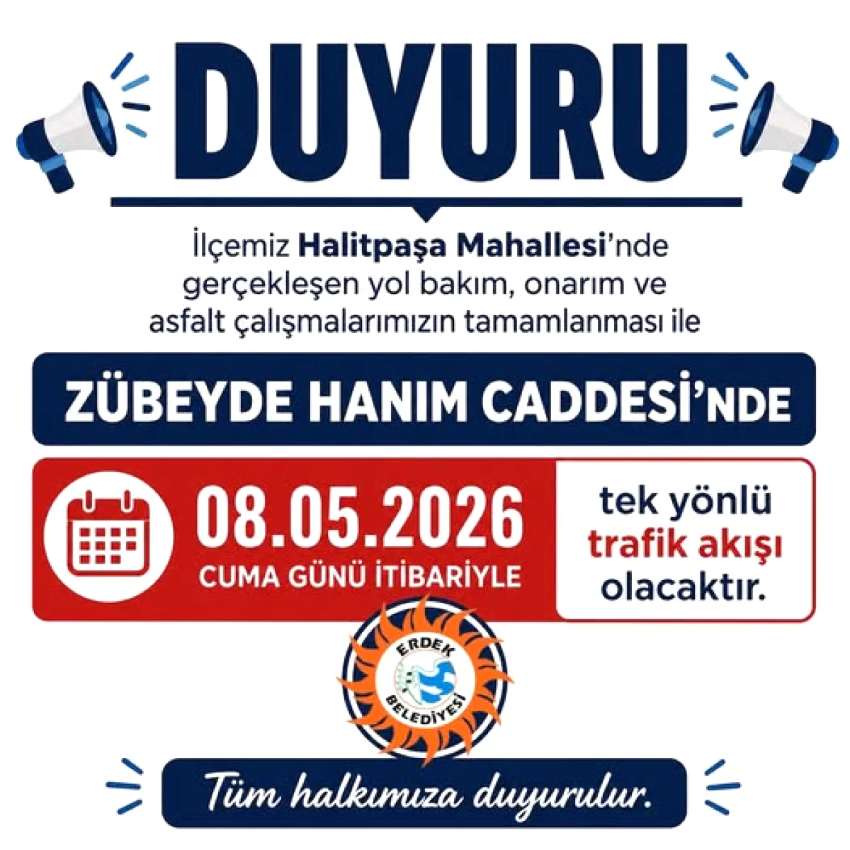 Erdek'te Yol Çalışması Tamamlandı: Zübeyde Hanım Caddesi Trafiğe Açılıyor Erdek'te Yol Çalışması Tamamlandı: Zübeyde Hanım Caddesi Trafiğe Açılıyor