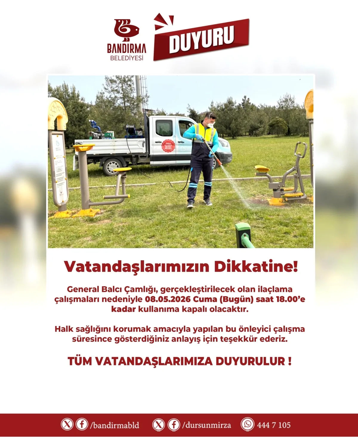 Bandırma'da General Balcı Çamlığı Bugün Saat 18:00'e Kadar Kapatıldı Bandırma'da General Balcı Çamlığı Bugün Saat 18:00'e Kadar Kapatıldı