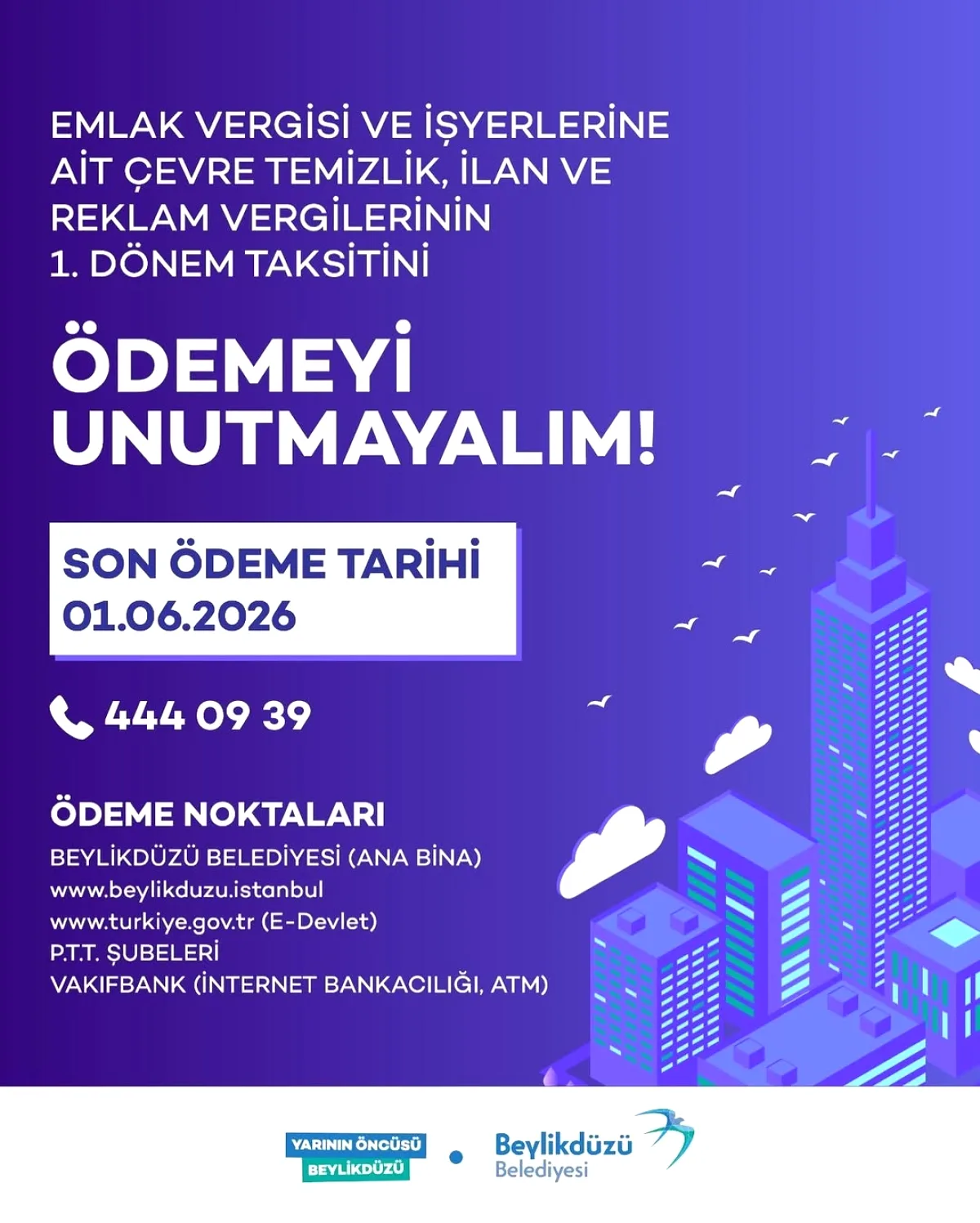Beylikdüzü'nde Vergi Taksiti Son Günü: 1 Haziran Beylikdüzü'nde Vergi Taksiti Son Günü: 1 Haziran