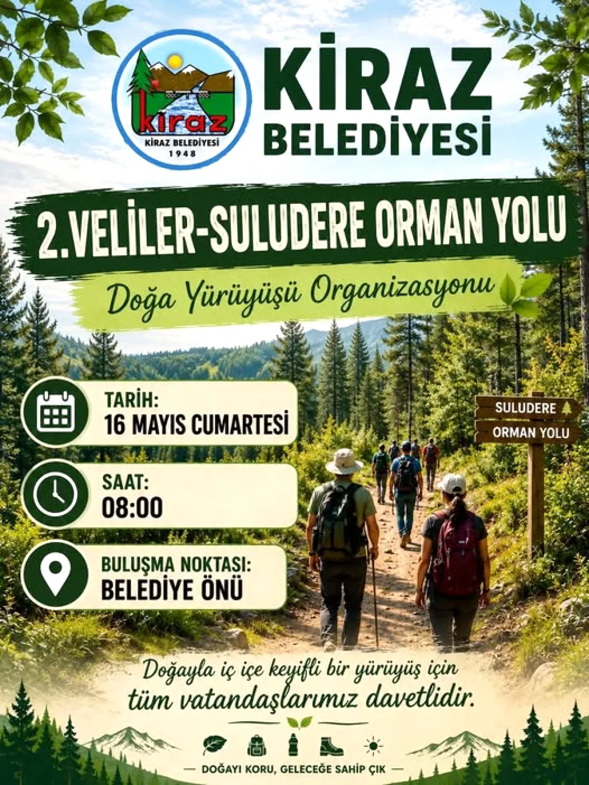 Kiraz'da Doğa Yürüyüşü: 16 Mayıs'ta Suludere Orman Yolu'nda Buluşuyoruz Kiraz'da Doğa Yürüyüşü: 16 Mayıs'ta Suludere Orman Yolu'nda Buluşuyoruz