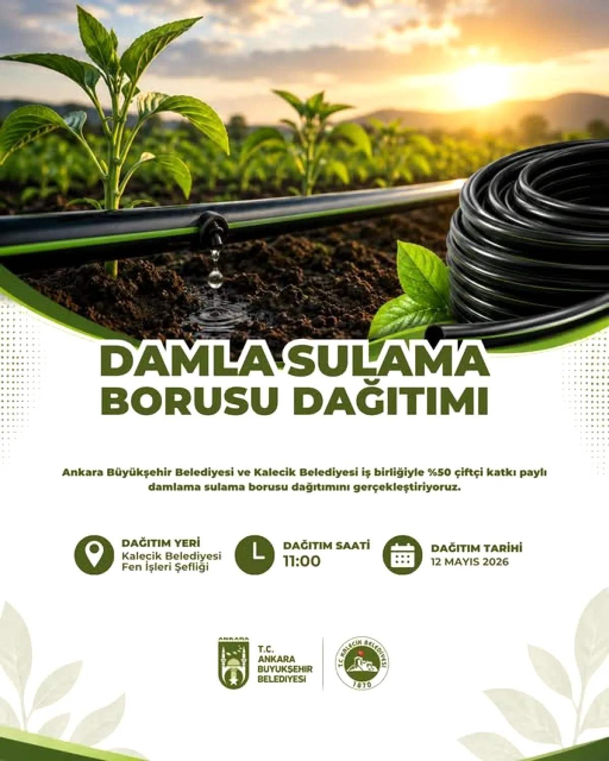 Kalecik'te Çiftçilere Damla Sulama Boruları Dağıtılacak Kalecik'te Çiftçilere Damla Sulama Boruları Dağıtılacak