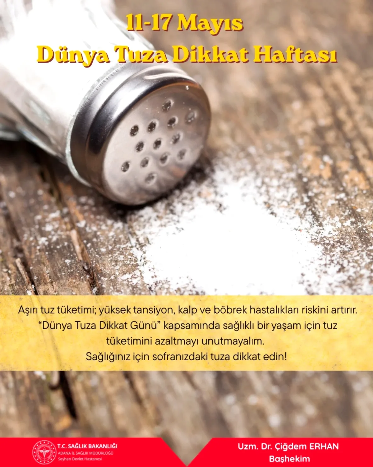 Seyhan Devlet Hastanesi'nden 'Tuzda Dikkat' Uyarısı Seyhan Devlet Hastanesi'nden 'Tuzda Dikkat' Uyarısı