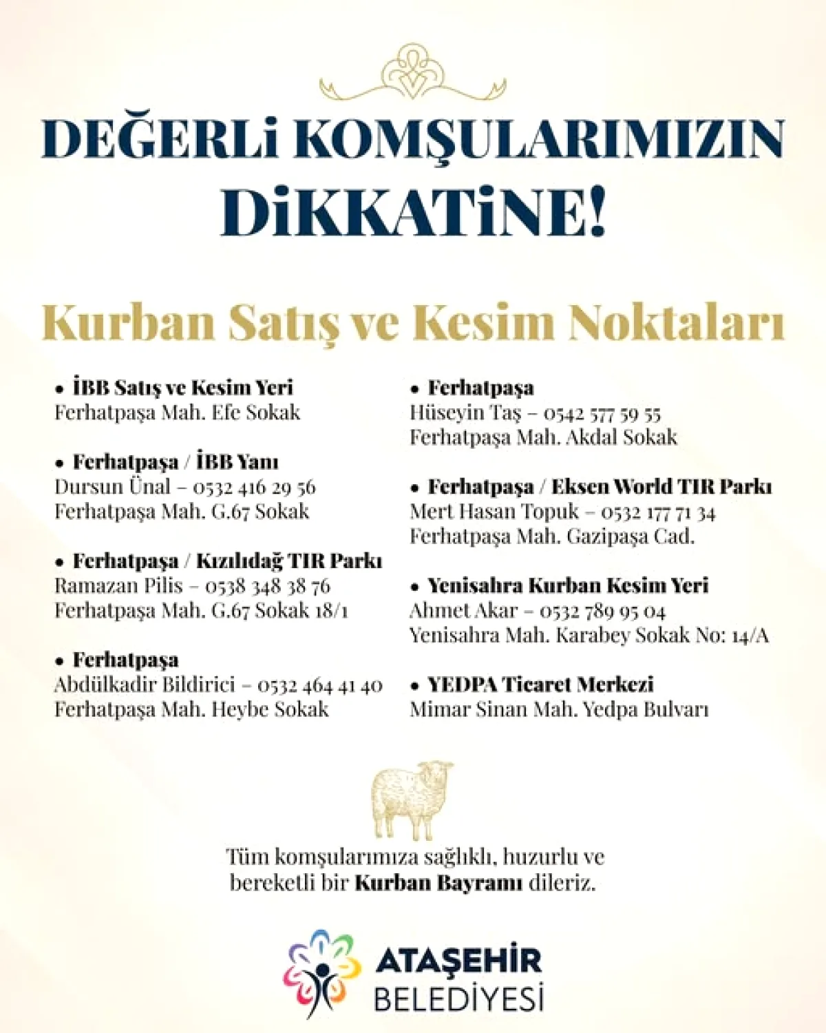 Ataşehir'de Kurban Hazırlığı Tamam: Kesim Yeri ve Kurallar Belli Oldu Ataşehir'de Kurban Hazırlığı Tamam: Kesim Yeri ve Kurallar Belli Oldu