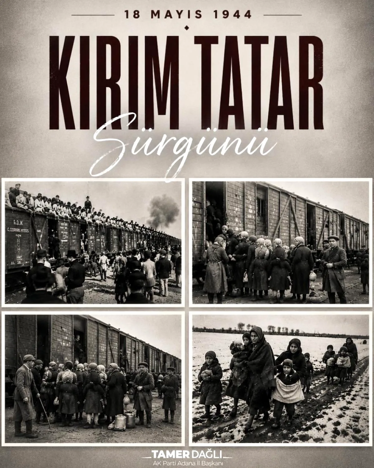 18 Mayıs Kırım Tatar Sürgünü'nün 82. Yılı: Tamer Dağlı'dan Unutulmayan Acı Mesajı 18 Mayıs Kırım Tatar Sürgünü'nün 82. Yılı: Tamer Dağlı'dan Unutulmayan Acı Mesajı