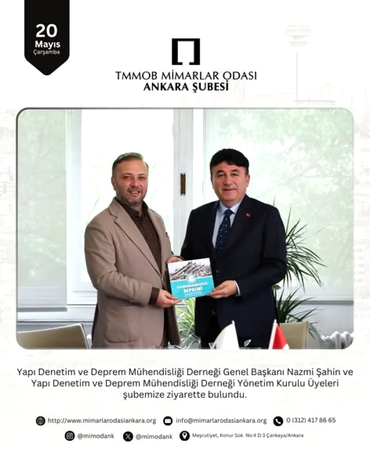 Mimarlar Odası'nda Yapı Güvenliği Zirvesi: Nazmi Şahin'den Kritik Ziyaret Mimarlar Odası'nda Yapı Güvenliği Zirvesi: Nazmi Şahin'den Kritik Ziyaret