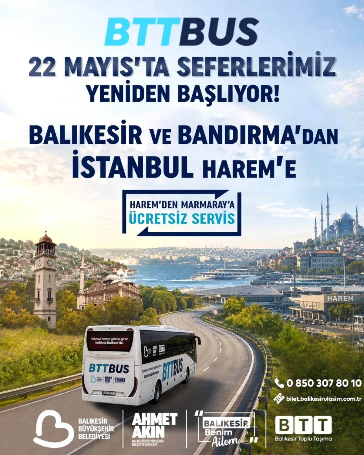 Balıkesir ve Bandırma'dan İstanbul'a BTTBUS Seferleri 22 Mayıs'ta Yeniden Başlıyor Balıkesir ve Bandırma'dan İstanbul'a BTTBUS Seferleri 22 Mayıs'ta Yeniden Başlıyor