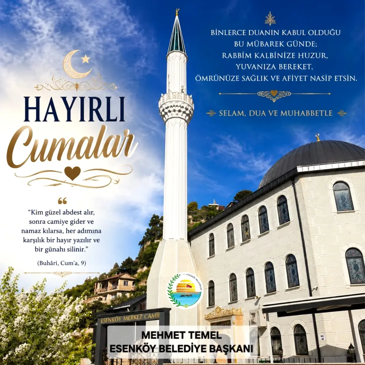 Başkan Temel'den Hayırlı Cumalar Mesajı: Kurban Bayramı Öncesi Kardeşlik Vurgusu Başkan Temel'den Hayırlı Cumalar Mesajı: Kurban Bayramı Öncesi Kardeşlik Vurgusu