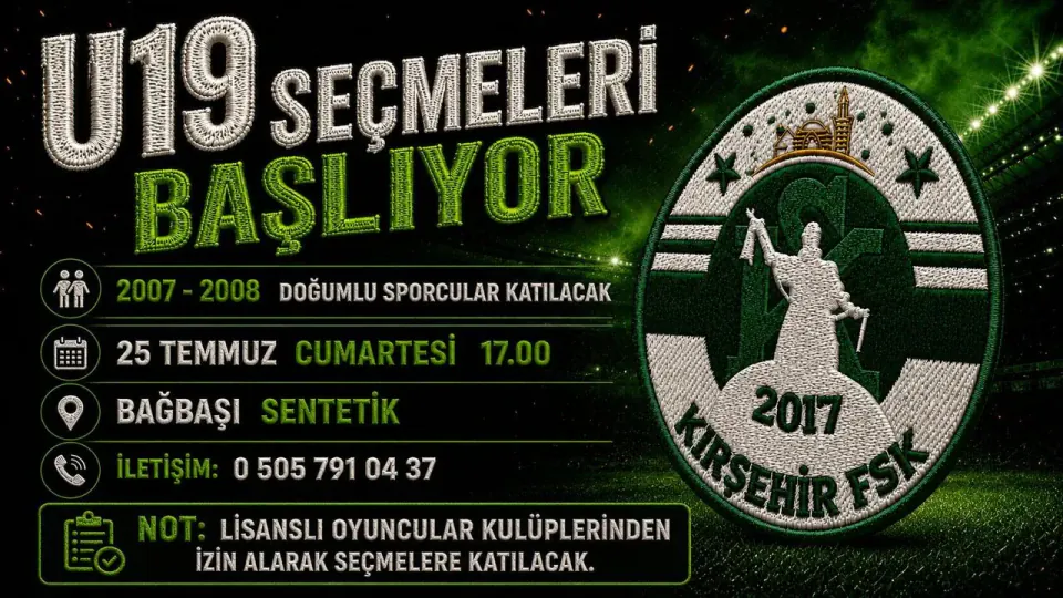Kırşehirspor U19 Seçmeleri Başlıyor: Genç Yetenekler İçin Tarih Belli Oldu görseli