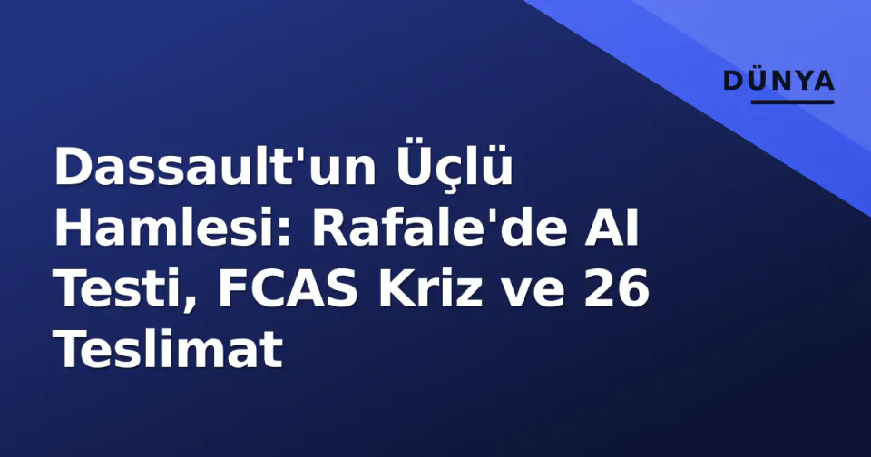 Dassault'un Üçlü Hamlesi: Rafale'de AI Testi, FCAS Kriz ve 26 Teslimat görseli