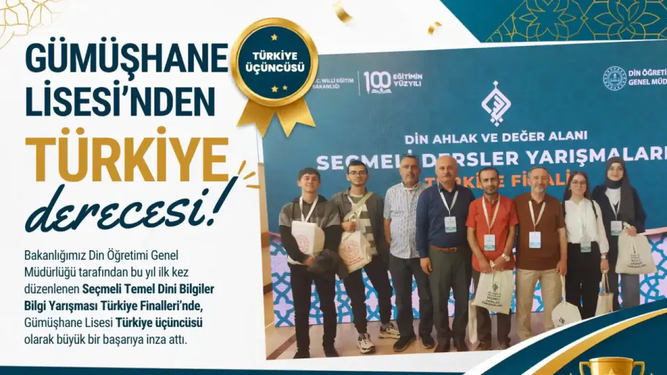 Gümüşhane Lisesi'nden Tarihi Başarı: Türkiye Üçüncülüğü Geldi görseli