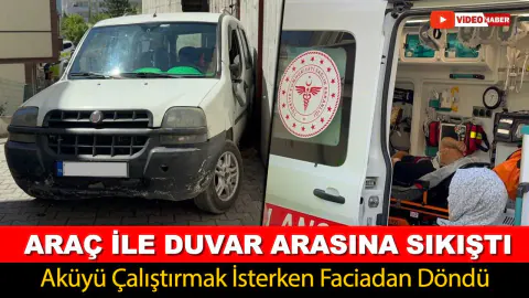 Karabük'te Akü Sorunu Yaşayan Sürücü Duvar Arasında Sıkıştı