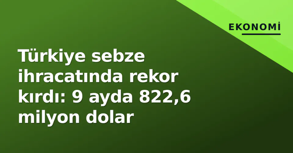 Türkiye sebze ihracatında rekor kırdı: 9 ayda 822,6 milyon dolar görseli