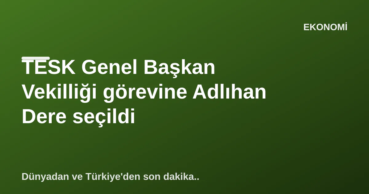 TESK Genel Başkan Vekilliği görevine Adlıhan Dere seçildi TESK Genel Başkan Vekilliği görevine Adlıhan Dere seçildi