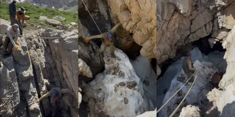 Hakkari'de Uçuruma Düşen Buzağı İçin Tehlikeli Kurtarma Operasyonu