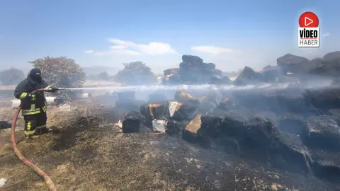 Erzincan Söğüt Özü Köyü'nde Saman ve Arazi Yangını