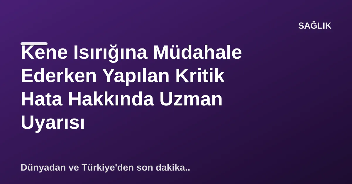 Kene Isırığına Müdahale Ederken Yapılan Kritik Hata Hakkında Uzman Uyarısı Kene Isırığına Müdahale Ederken Yapılan Kritik Hata Hakkında Uzman Uyarısı