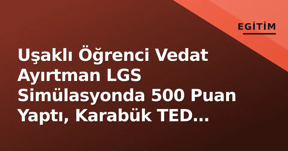 Uşaklı Öğrenci Vedat Ayırtman LGS Simülasyonda 500 Puan Yaptı, Karabük TED Koleji Davet Etti görseli