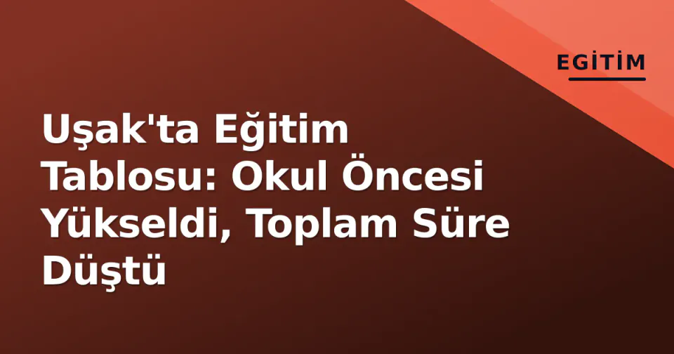 Uşak'ta Eğitim Tablosu: Okul Öncesi Yükseldi, Toplam Süre Düştü görseli