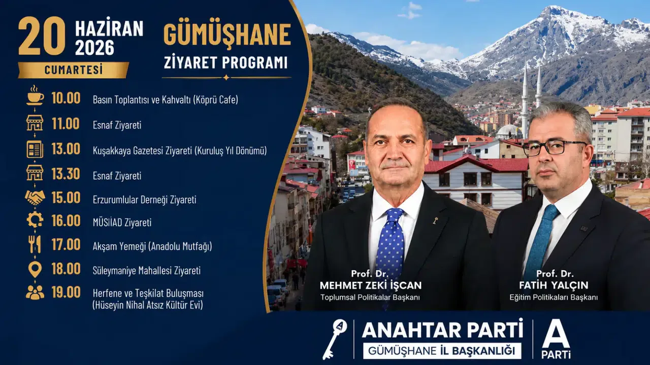 Anahtar Parti MYK Üyeleri Gümüşhane'ye Geliyor: Program Detayları Belli Oldu