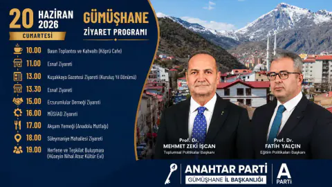 Anahtar Parti MYK Üyeleri Gümüşhane'ye Geliyor: Program Detayları Belli Oldu