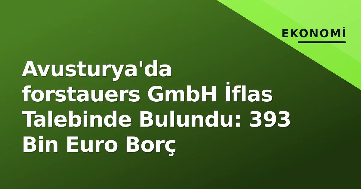Avusturya'da forstauers GmbH İflas Talebinde Bulundu: 393 Bin Euro Borç Avusturya'da forstauers GmbH İflas Talebinde Bulundu: 393 Bin Euro Borç