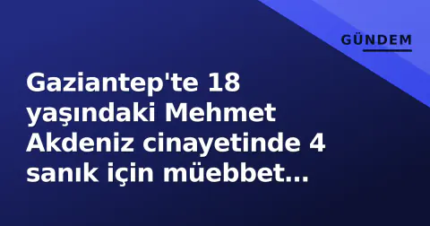 Gaziantep'te 18 yaşındaki Mehmet Akdeniz cinayetinde 4 sanık için müebbet istendi
