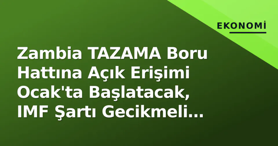 Zambia TAZAMA Boru Hattına Açık Erişimi Ocak'ta Başlatacak, IMF Şartı Gecikmeli Yerine Getirilecek görseli
