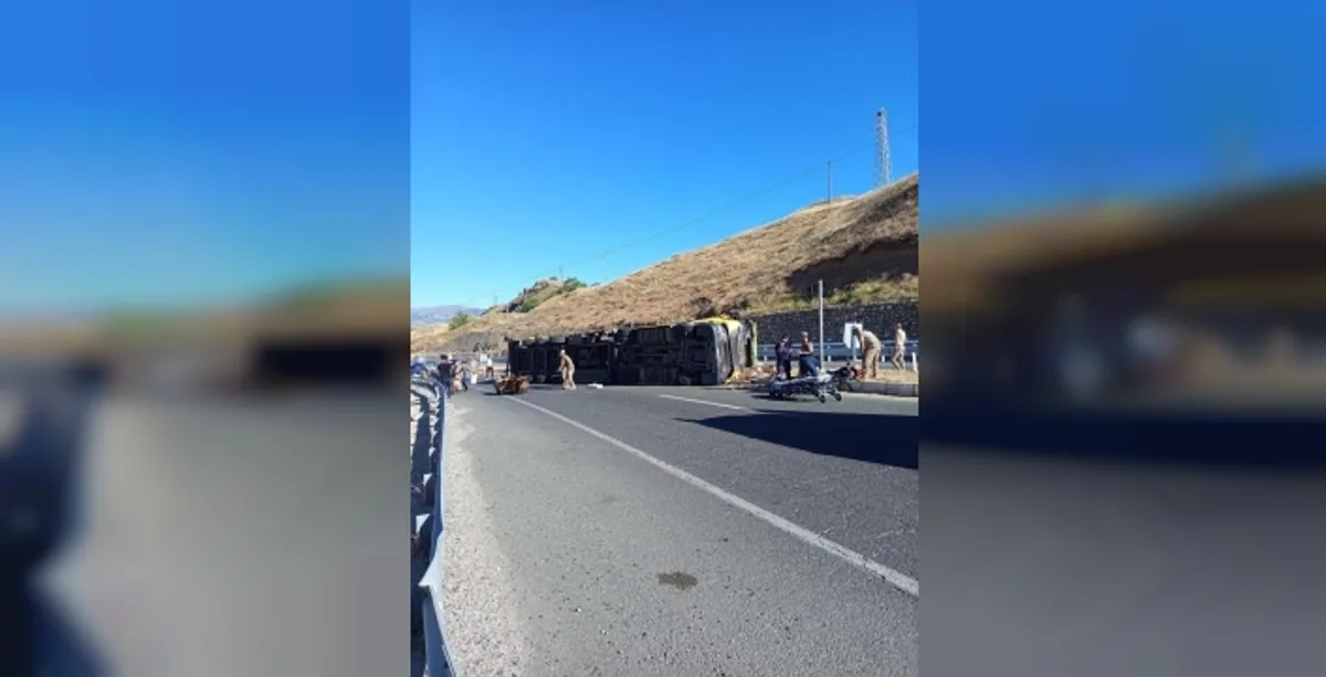 Elazığ-Bingöl Karayolu'nda Tır Devrildi: 2 Yaralı, 6 Hayvan Telef Oldu Elazığ-Bingöl Karayolu'nda Tır Devrildi: 2 Yaralı, 6 Hayvan Telef Oldu