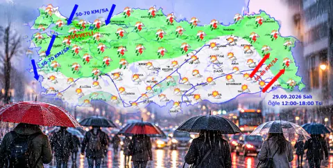 Meteoroloji'den 29 Eylül uyarısı: Marmara, Karadeniz ve Doğu Anadolu'da şiddetli sağanak yağış bekleniyor