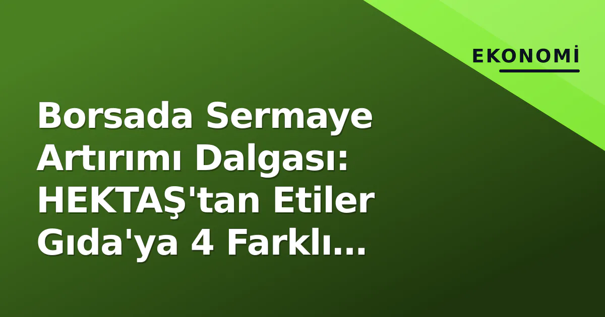 Borsada Sermaye Artırımı Dalgası: HEKTAŞ'tan Etiler Gıda'ya 4 Farklı Senaryo Borsada Sermaye Artırımı Dalgası: HEKTAŞ'tan Etiler Gıda'ya 4 Farklı Senaryo
