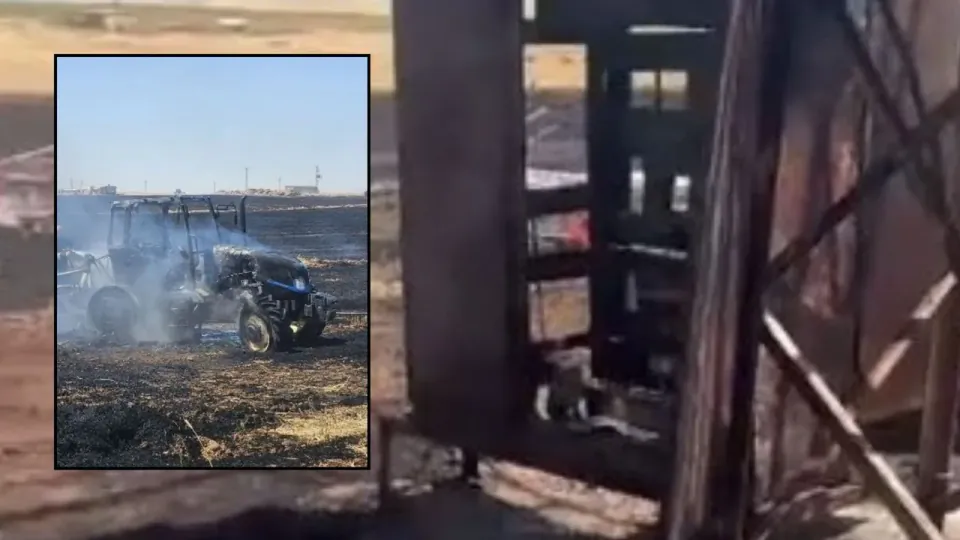 Şanlıurfa Ceylanpınar'da trafo kıvılcımı felakete yol açtı: Traktör küle döndü görseli