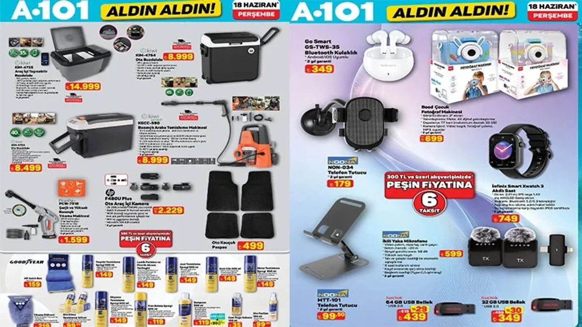 A101 18 Haziran 2026 Kataloğu: Elektrikli Araçtan Akıllı Ürünlere Dev İndirim A101 18 Haziran 2026 Kataloğu: Elektrikli Araçtan Akıllı Ürünlere Dev İndirim