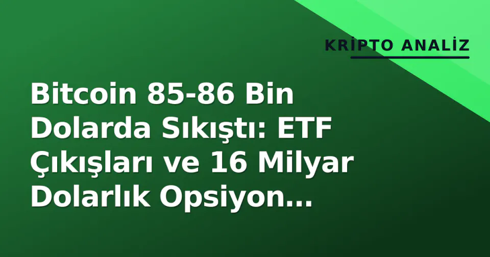 Bitcoin 85-86 Bin Dolarda Sıkıştı: ETF Çıkışları ve 16 Milyar Dolarlık Opsiyon Vadesi Yön Belirleyecek görseli
